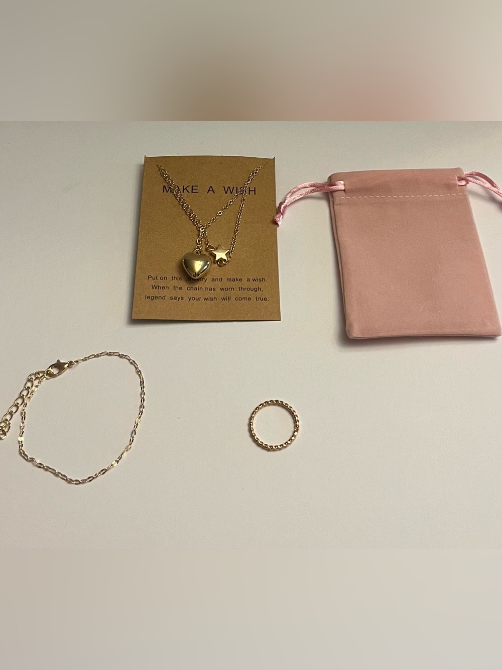 Make A Wish Gold Heart & Star Necklace Set by